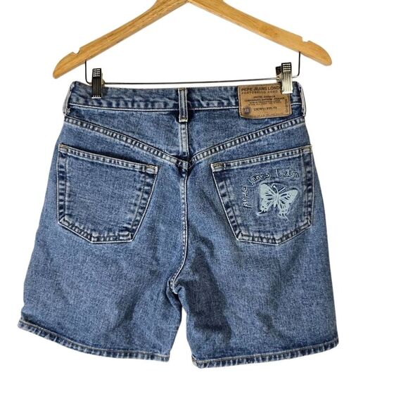 Denim Shorts Butterfly Embroidery - Picture 1 of 6
